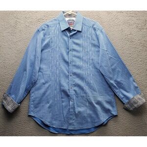 Robert Graham Shirt Mens Large Flip Cuff Long Sleeve Collared Button Up